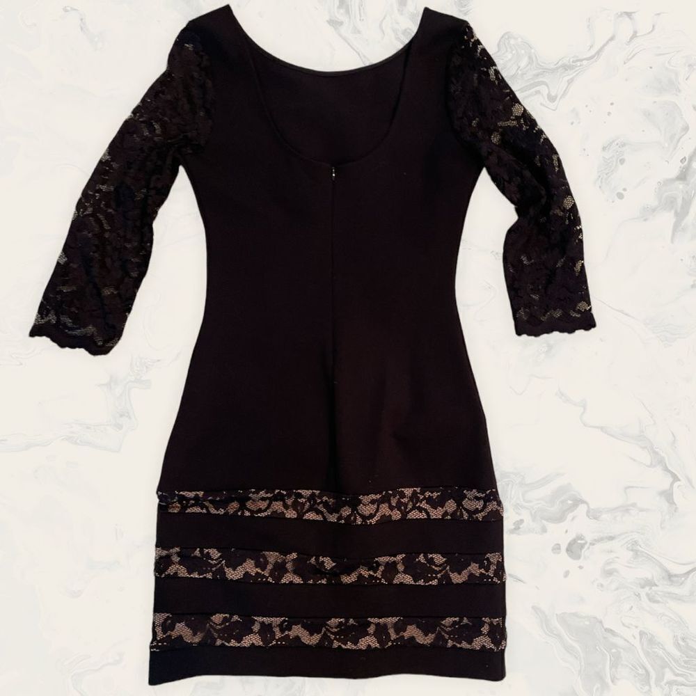 Guess by Marciano Black Lace Sleeve Mini Dress